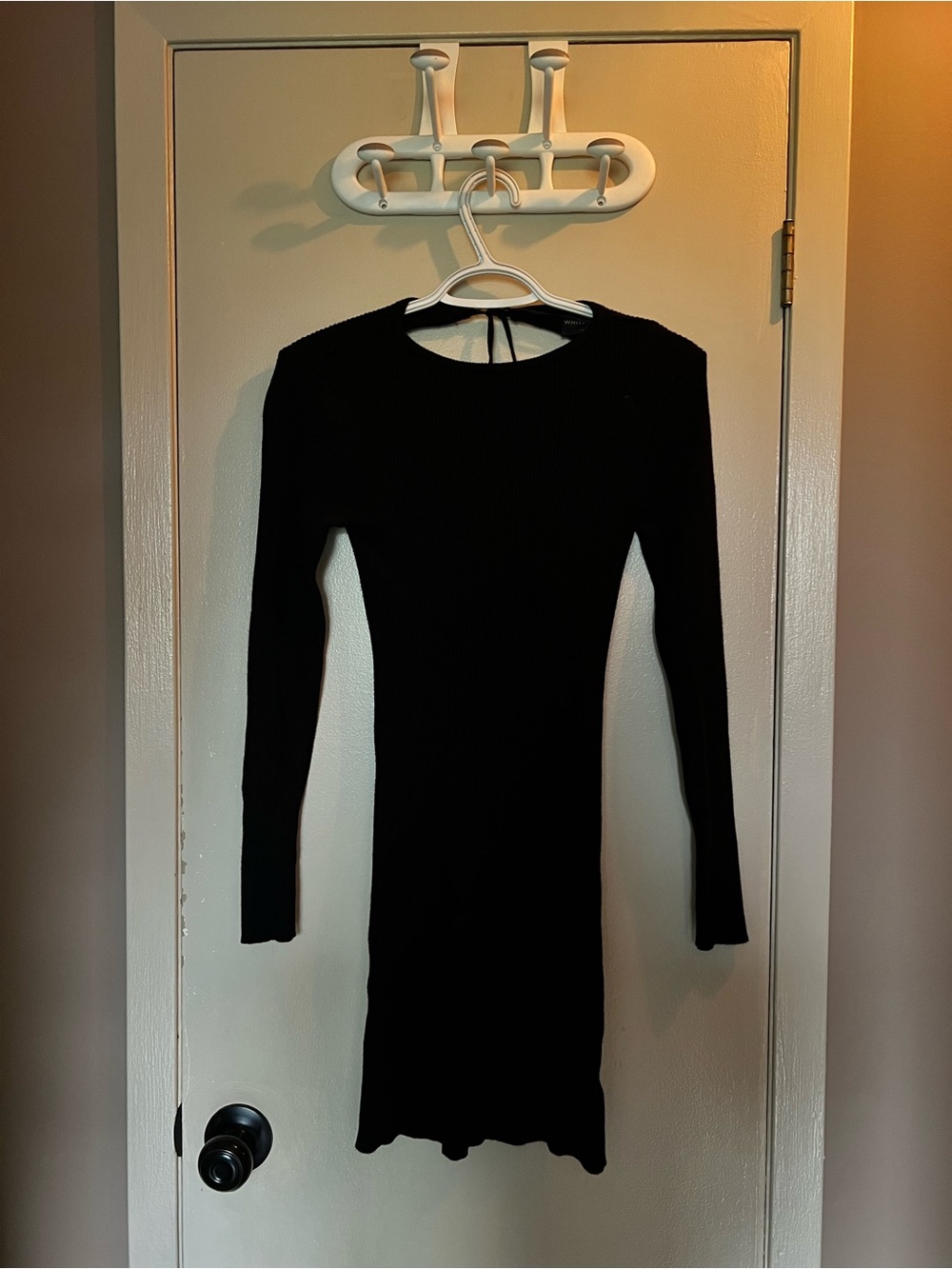 White Fox Boutique Black Long-Sleeve Backless Ribbed Bodycon Dress
